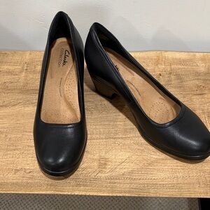 Clarks Black Leather Heels